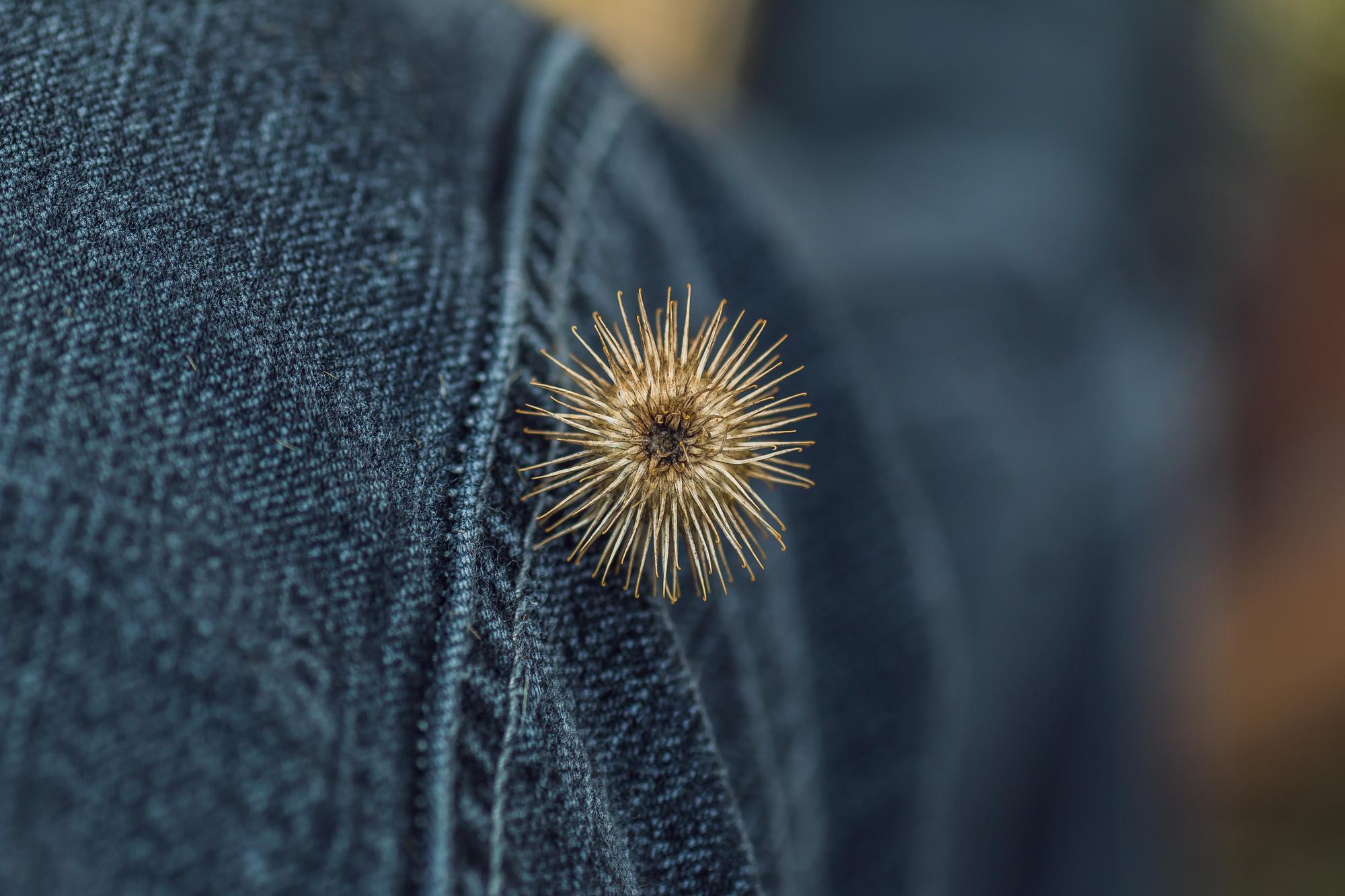 Close-up of modern embroidered patch on jacket